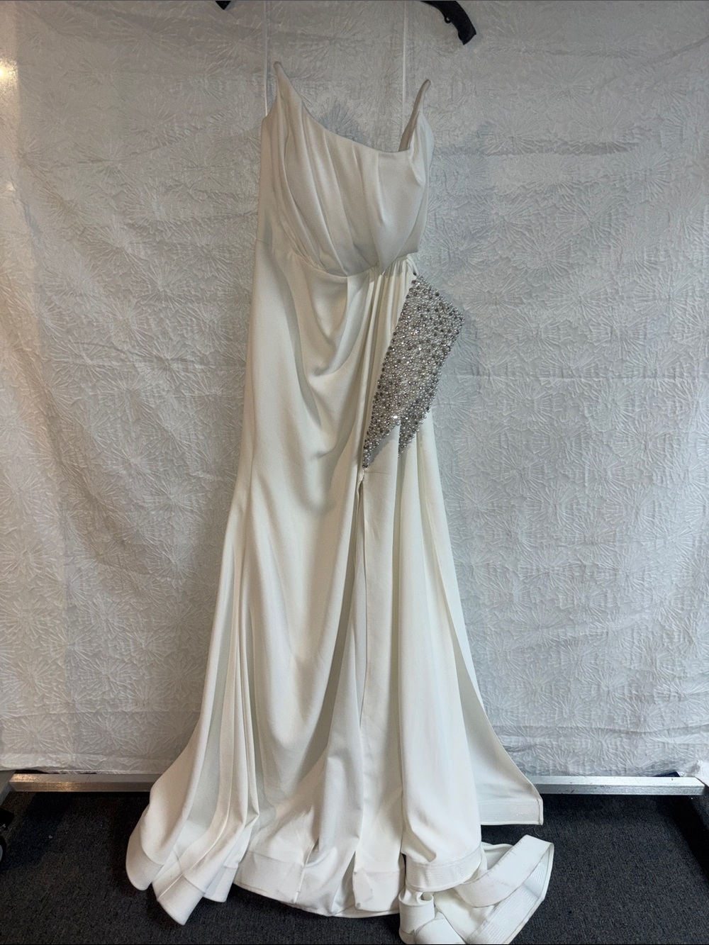Tevam Ivory Wedding Gown with Beaded Accent